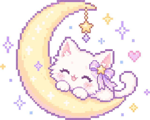 三日月の上で眠る白猫（推しルナ占いのマスコット）